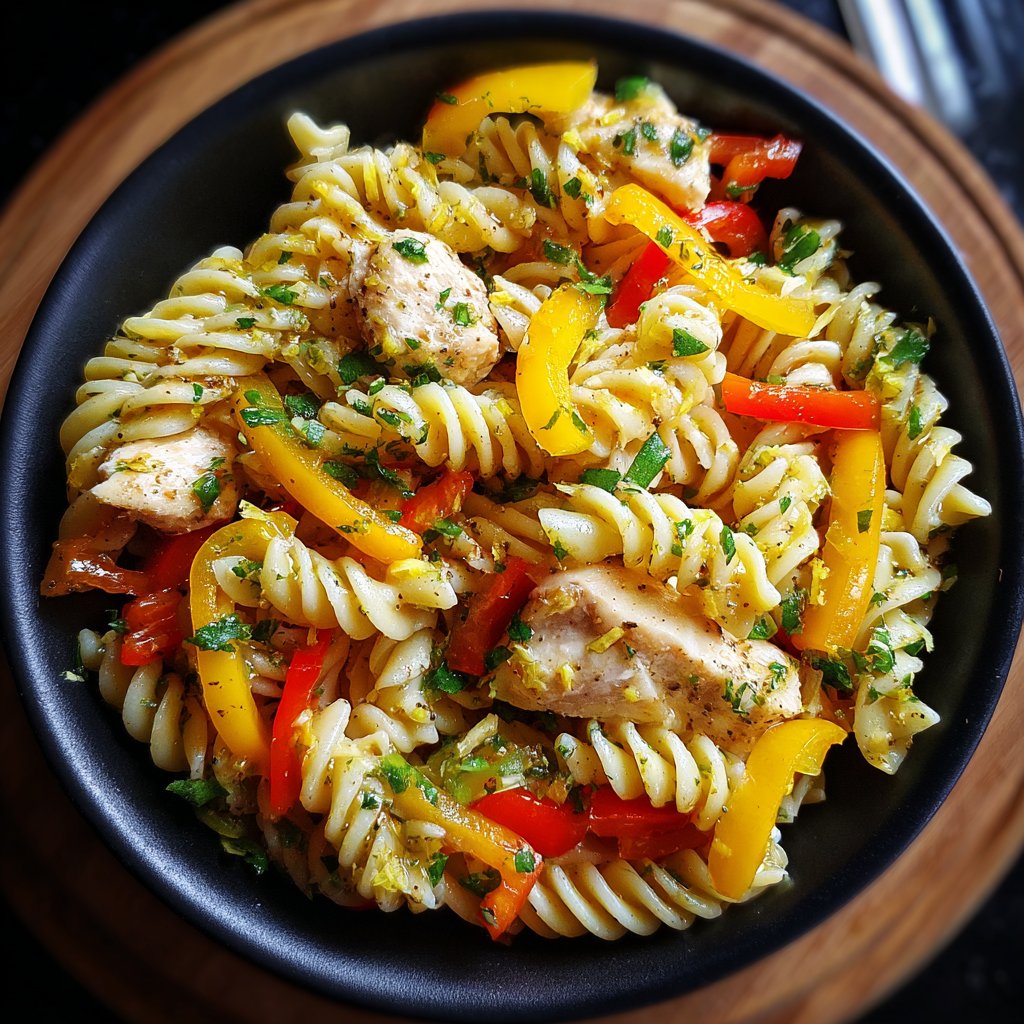 Lemon Garlic Chicken Pasta Salad